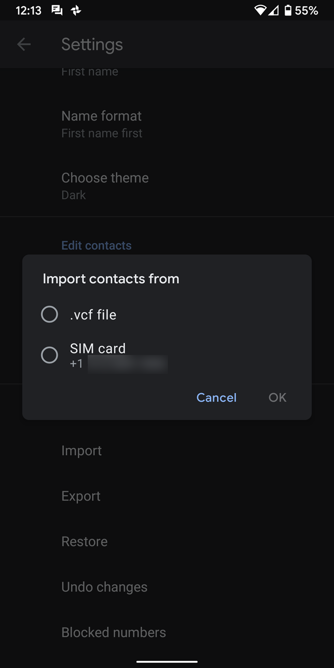 Android Google Contacts Import