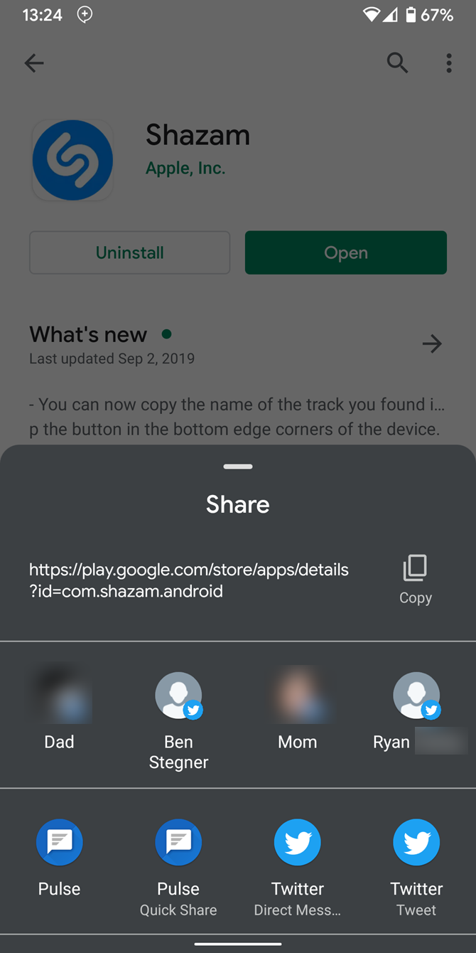 Android Share Sheet Top