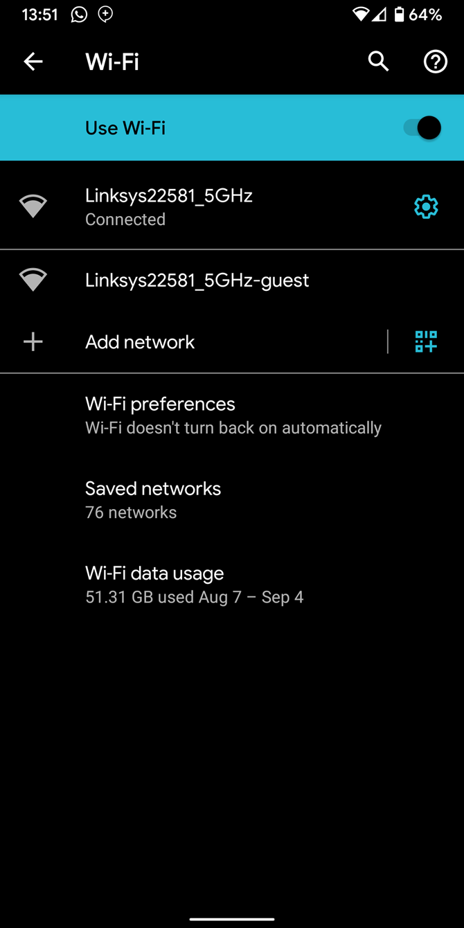 Android 10 Wi Fi Options
