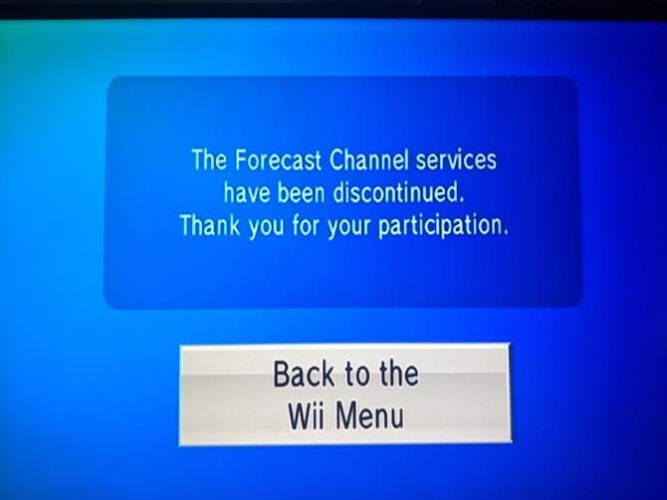 Wii Forecast Discontinued