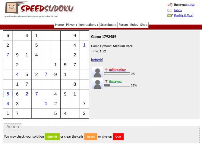 Play against two to four friends or strangers to solve Sudoku the fastest in Speed Sudoku