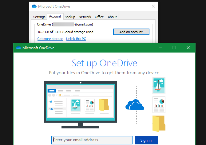 OneDrive Add NewAccount Windows