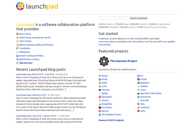 Canonical's Launchpad service for open source software