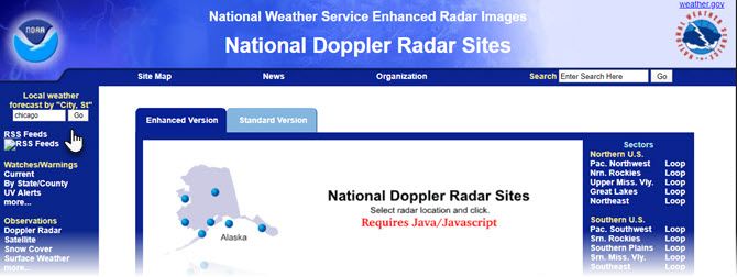 Earth radar image from National Weather Service