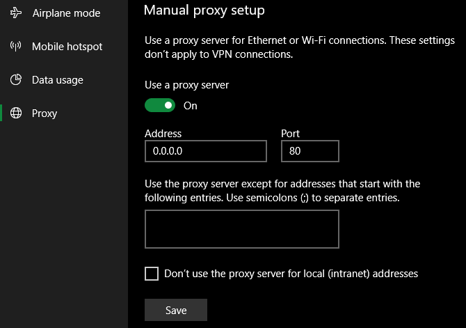 Windows 10 Change Proxy Settings