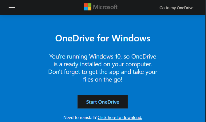 Windows 10 OneDrive Site