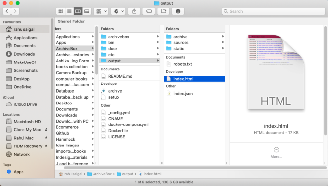 archivebox output folder
