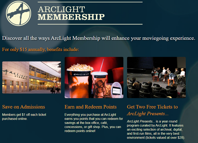 MoviePass alternatives - Arclight Membership