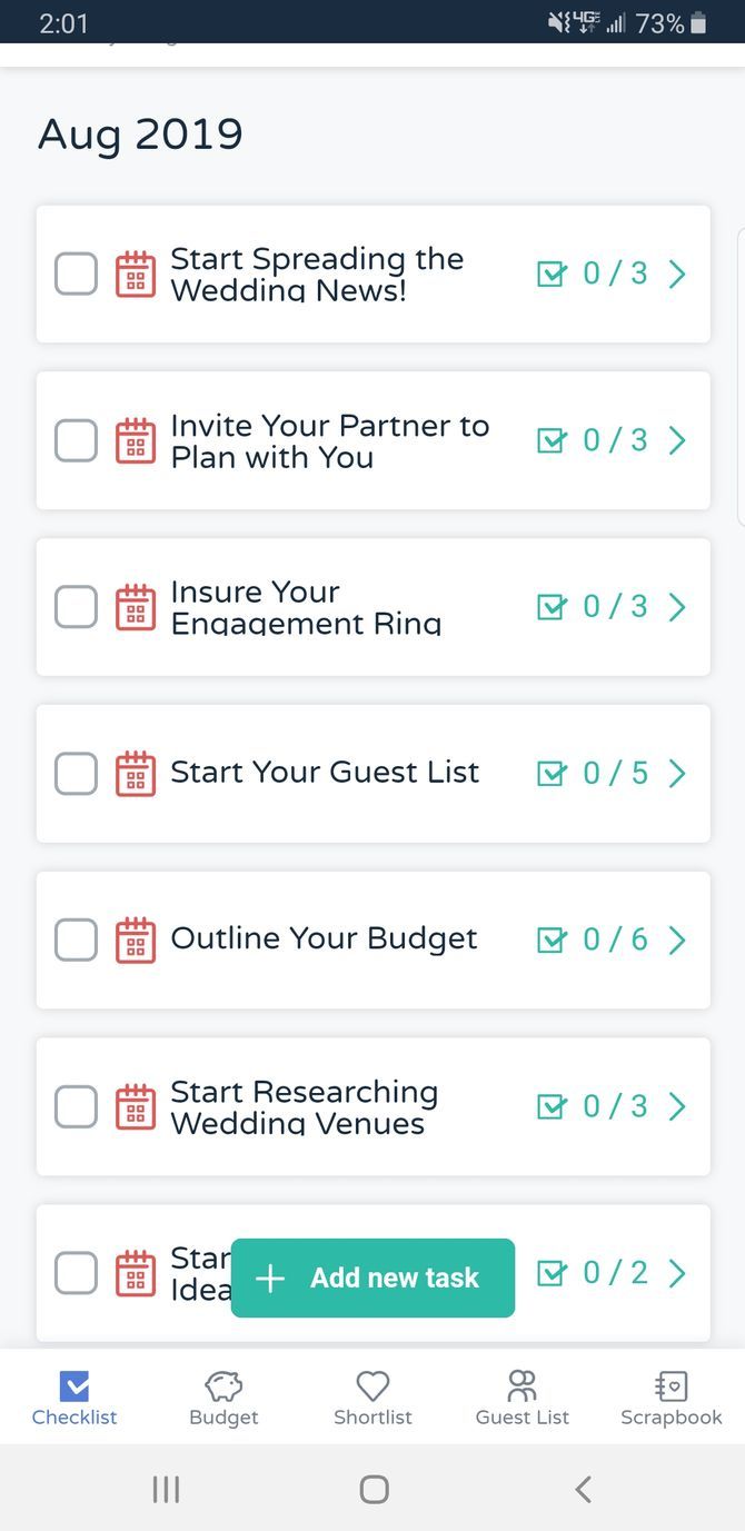 Bridebook Wedding Planner App Checklist