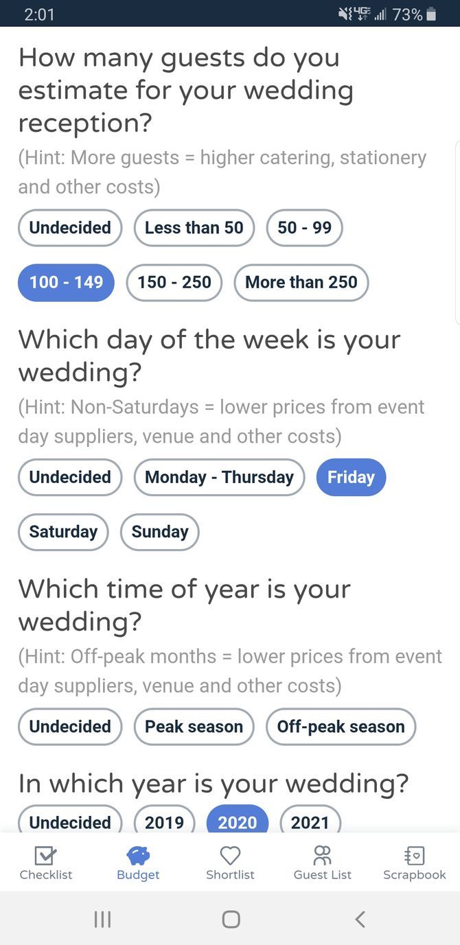 Bridebook Wedding Planner App Budget Calculator