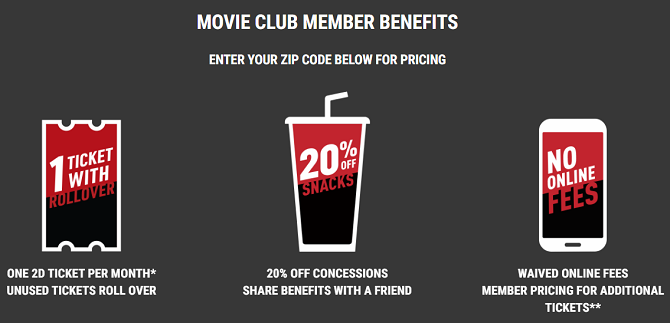 MoviePass alternatives - Cinemark Movie Club
