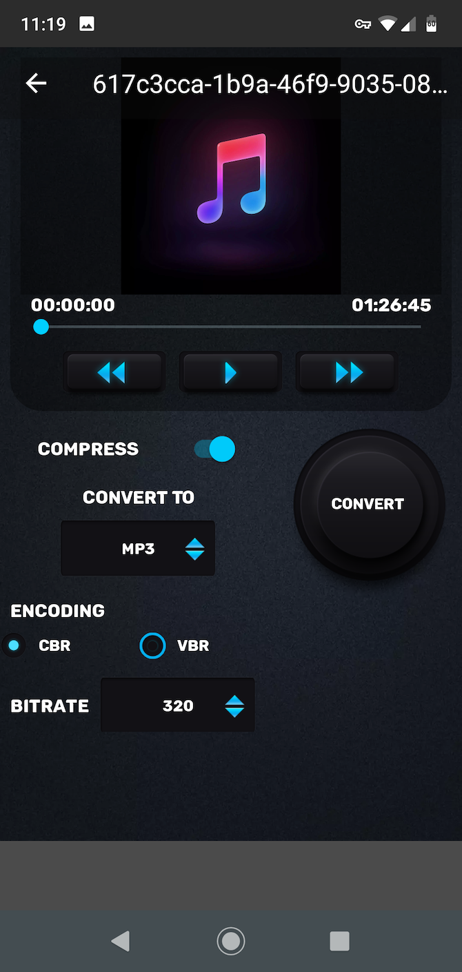 compress mp3 android