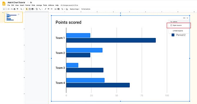 Open Source Link in Google Slides to Access Chart