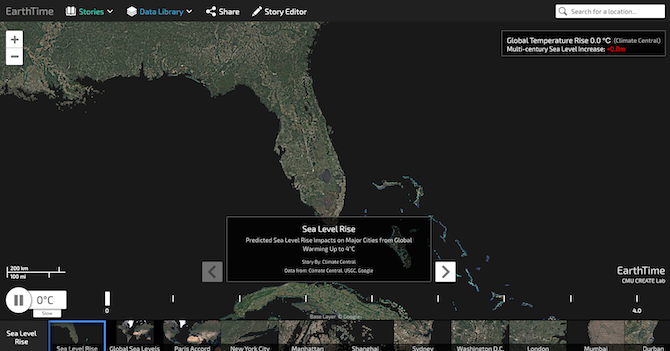 Visualize rising sea levels with Earthtime