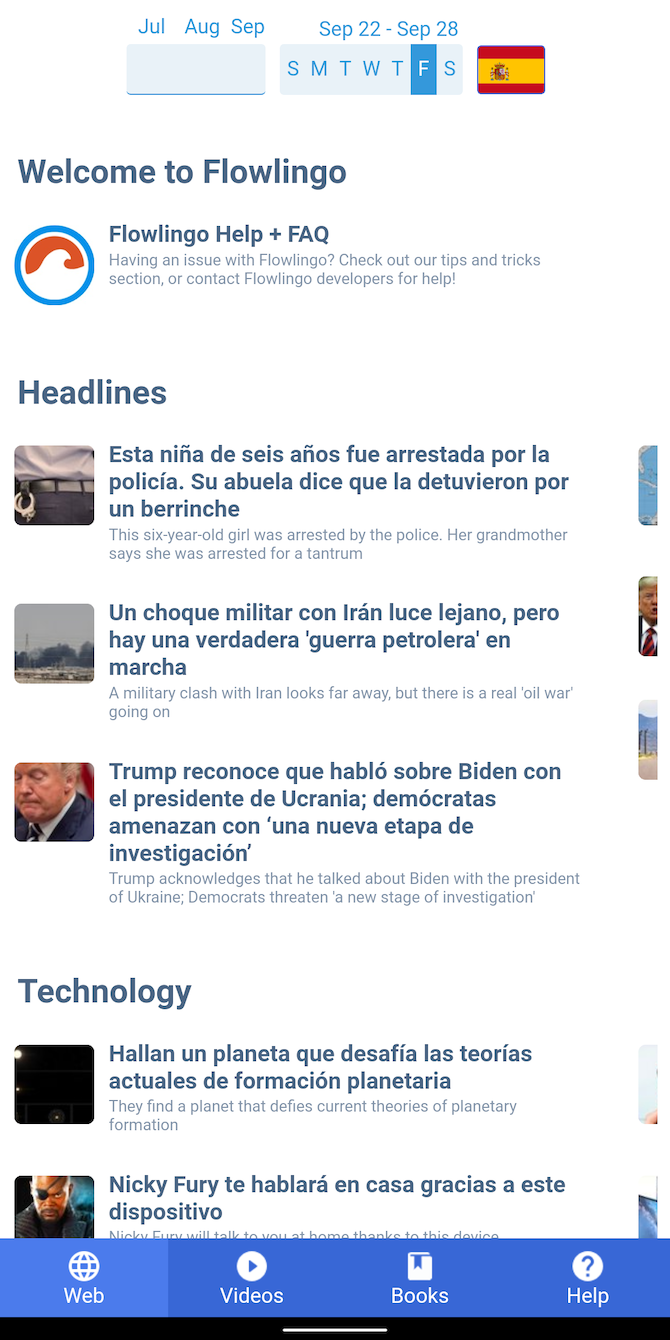 Learn a new language while reading the news on Flowlingo