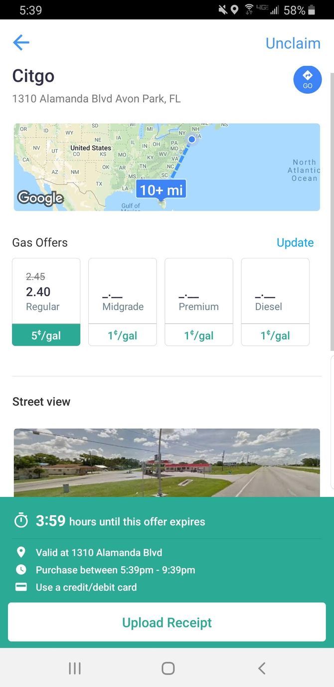 GetUpside Cashback App Gas Locations