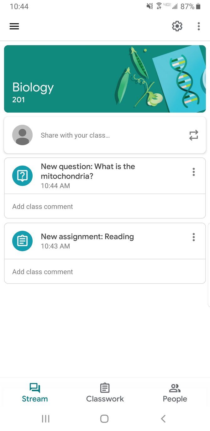 Google Classroom Teacher App Class Dashboard