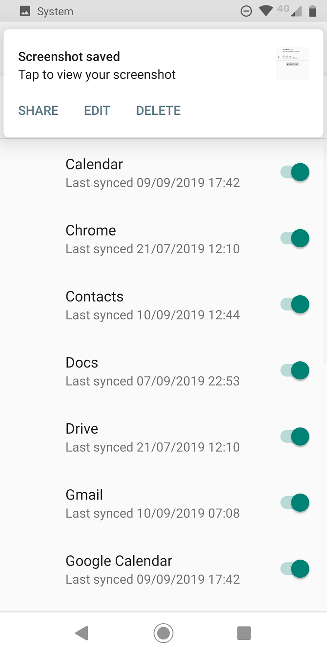 Android Google Sync Toggles
