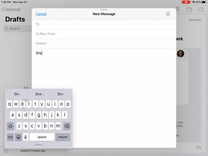 iPadOS QuickPath on Floating Keyboard