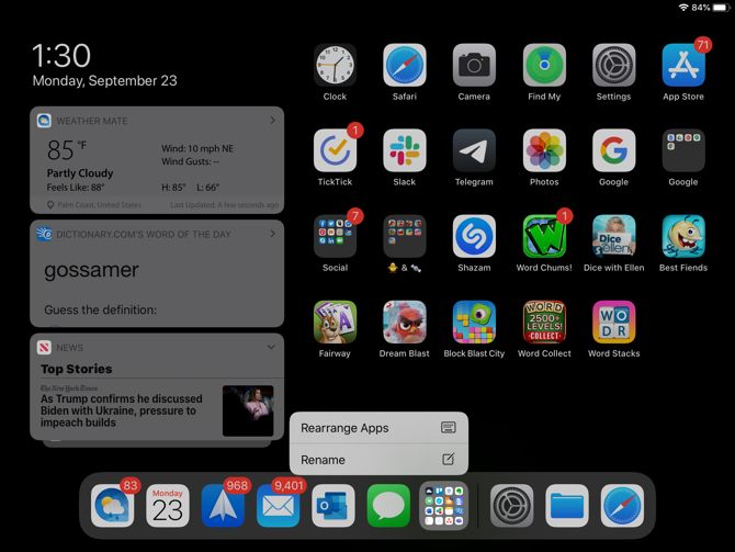 iPadOS Rearrange Apps and Folder in Dock