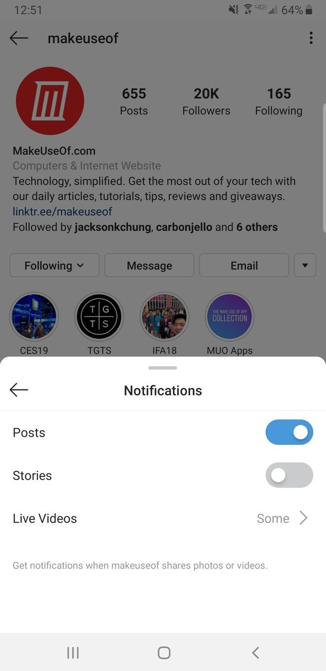 Instagram-Post-Benachrichtigungen umschalten
