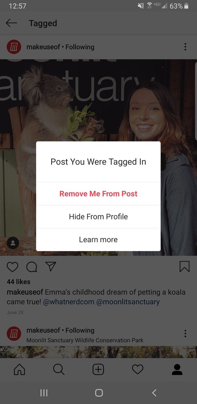 Instagram-Tag vom Foto entfernen