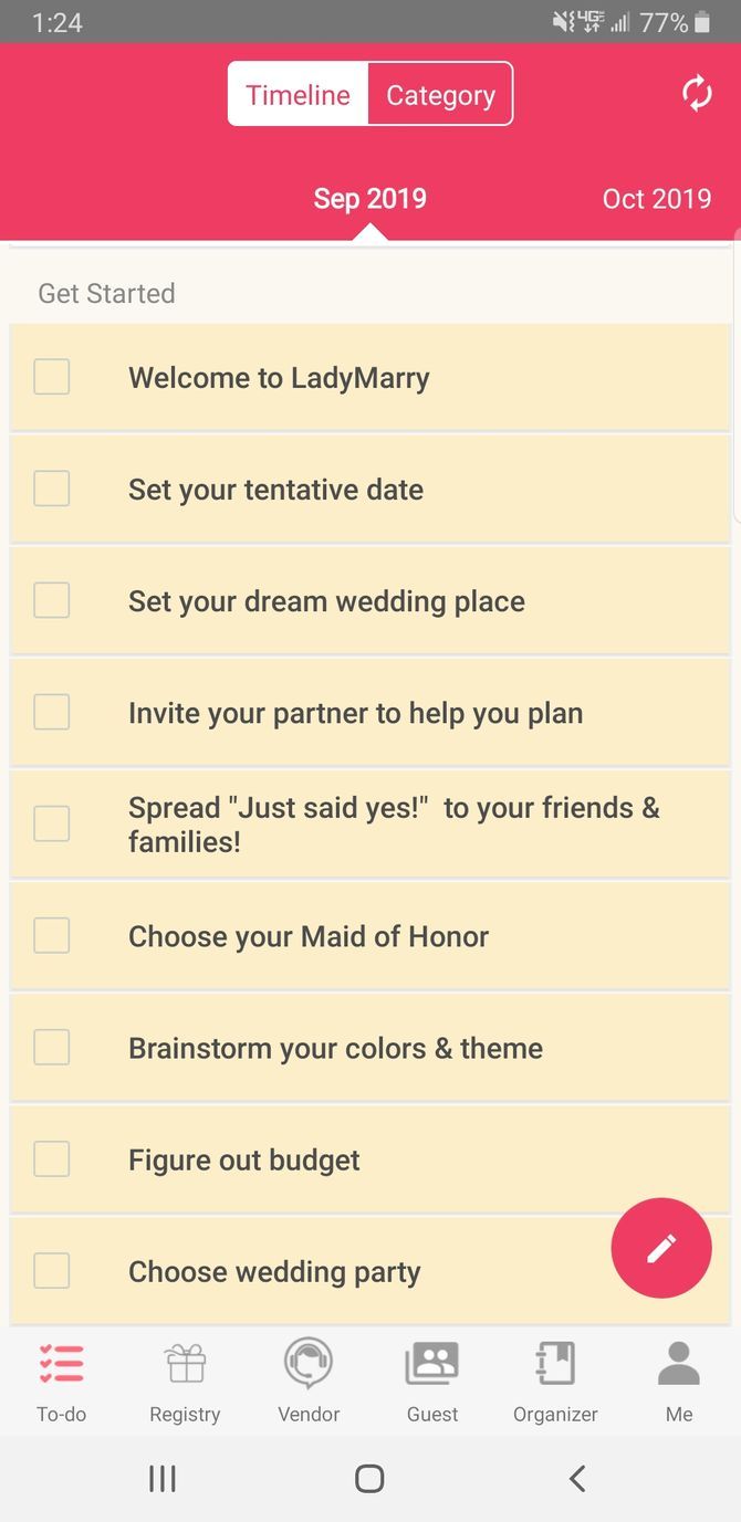 LadyMarry Wedding Planner App Checklist