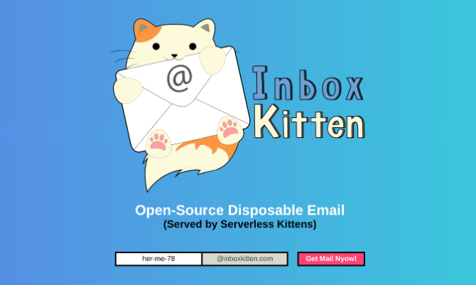Inbox Kitten creates disposable temporary email addresses that you don't need to remember