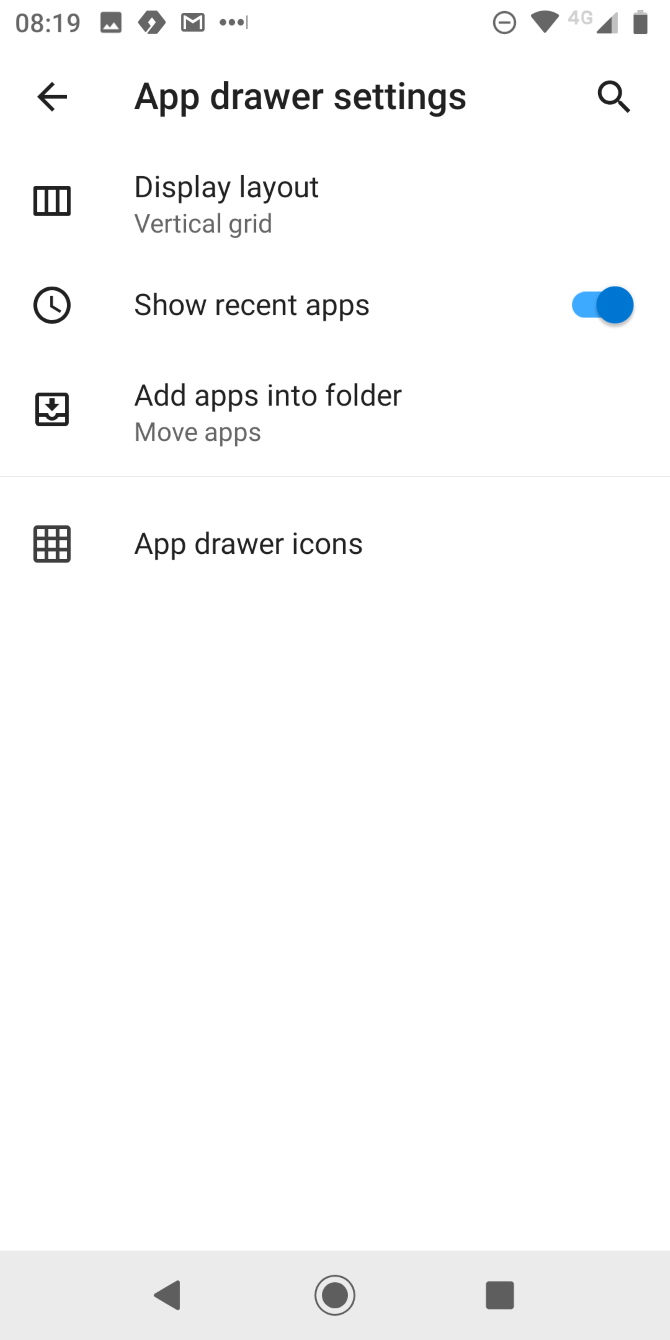 microsoft launcher app drawer settings