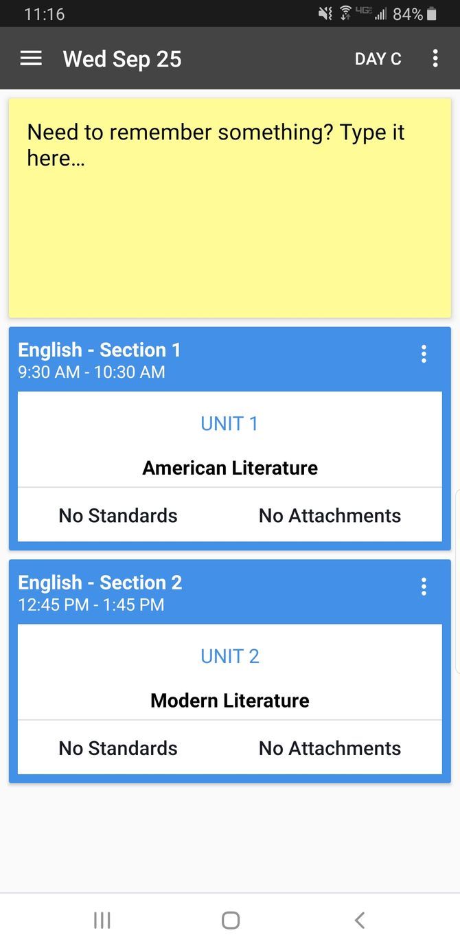 Planboard Teacher App Class Schedule