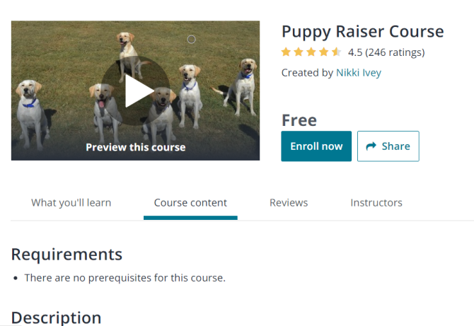 Puppy Raiser Course Free Dog Training