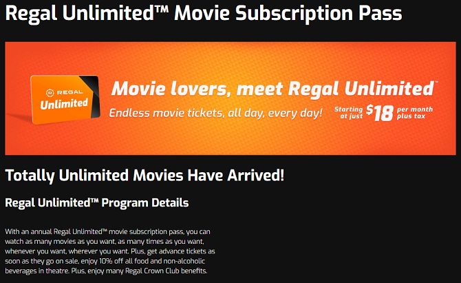 MoviePass alternatives - Regal Unlimited