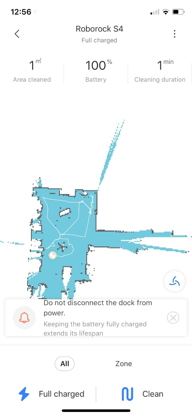 Roborock app's map view
