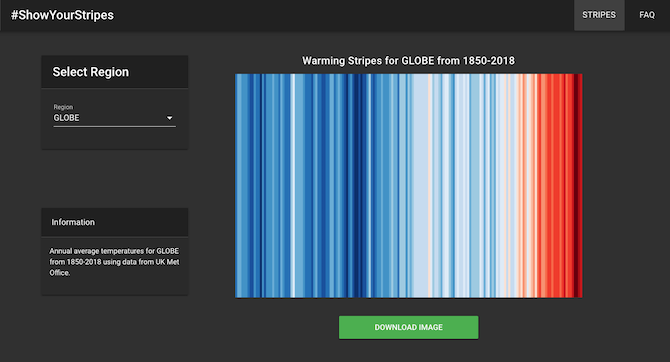 Create climate change wallpaper with ShowYourStripes