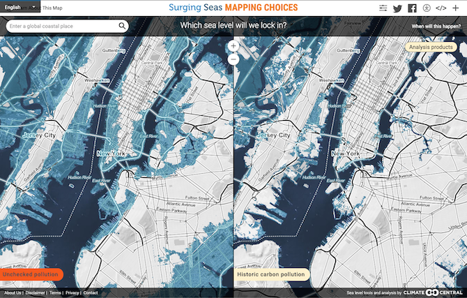 Compare rising sea level scenarios