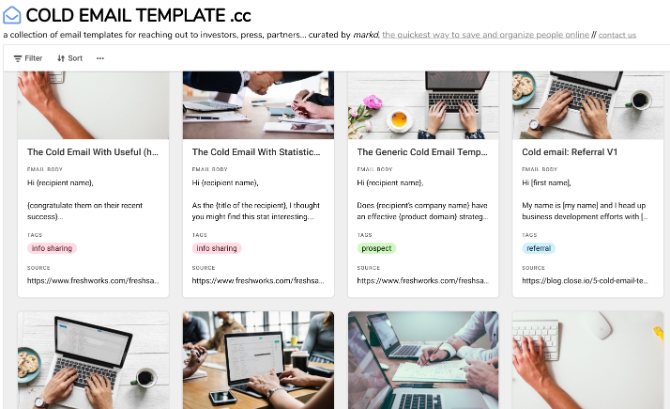 Cold Email Template has 40 free templates to send cold emails for career growth