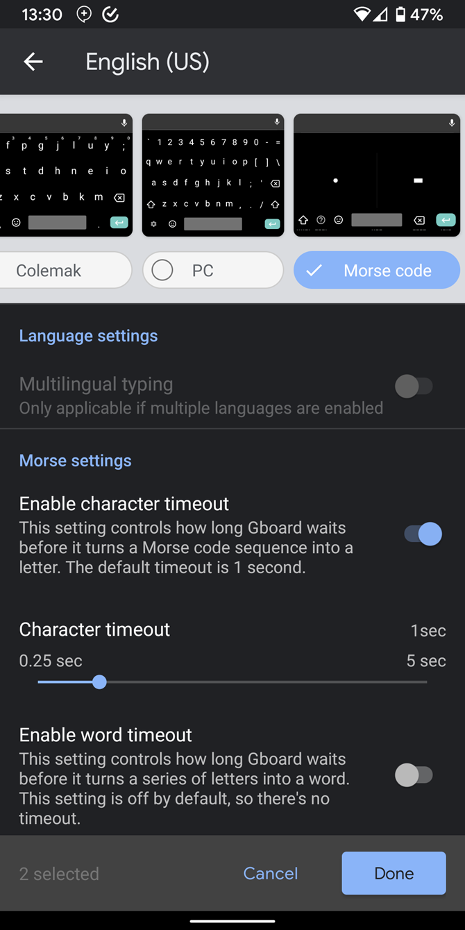 Android Gboard Enable Morse