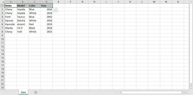 Excel Spreadsheet for Power Query