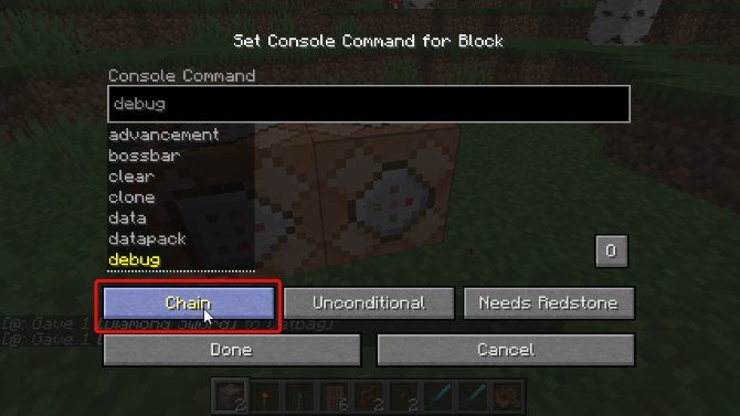 Minecraft command block chain