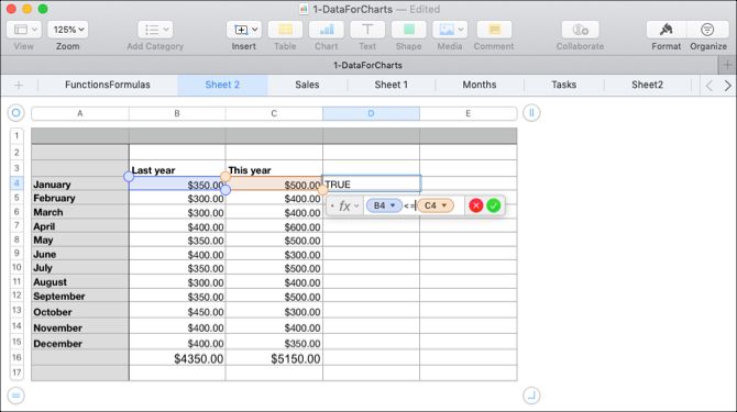 how to show formulas page in numbers for mac
