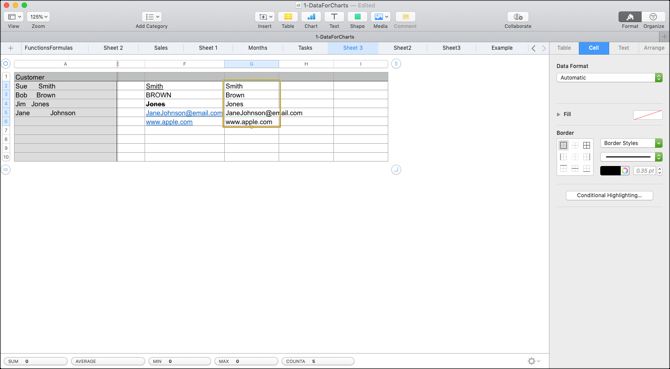 Drag To Copy Formulas in Numbers