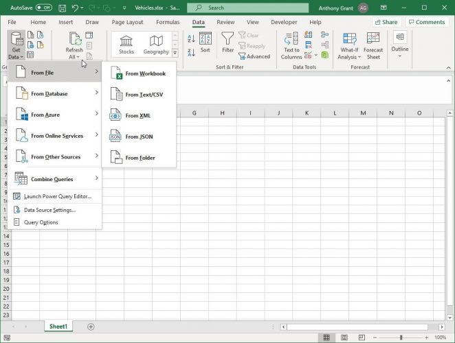 Importing Data From Excel Into Power Query