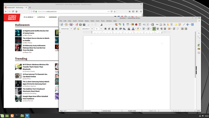 Mozilla Firefox and LibreOffice Writer on Linux Mint
