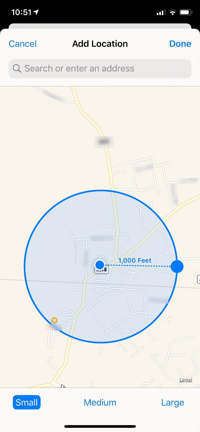 Location notifications radius in Find My app on iOS 13