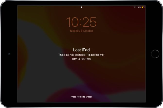 Lost iPad with message and phone number on screen