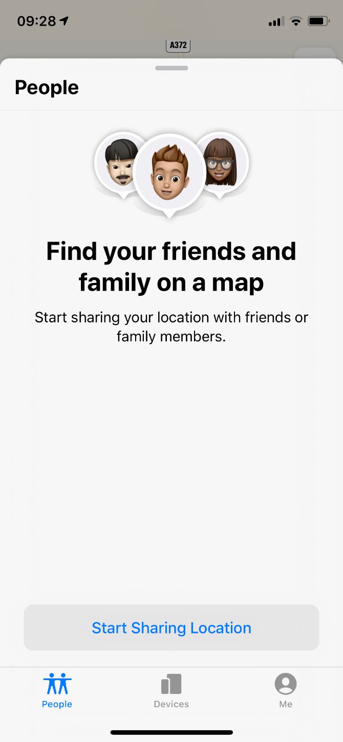 Start Sharing Location splash page in Find My for iOS 13