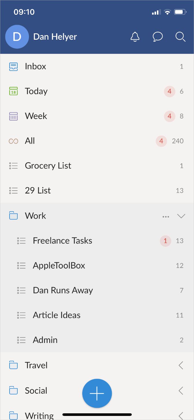 Wunderlist To-Do lists and groups