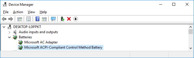 Windows 10 Device Manager battery drivers