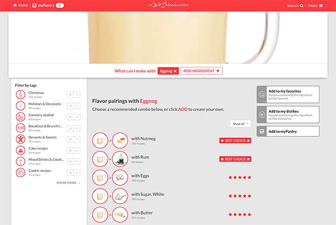 Food Combo Find Recipe by Listing Ingredients