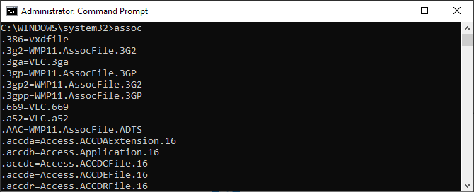 Command Prompt assoc